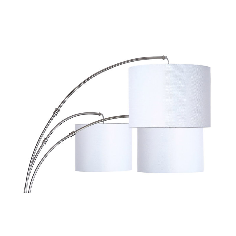 Johana 84'' Arched Floor Lamp, Brushed Nickel, White