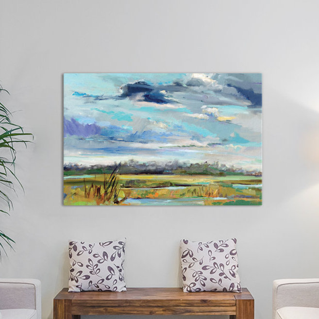 « grouping skies », peinture sur toile tendue, H 8 po x l 12 po x P 0,75 po