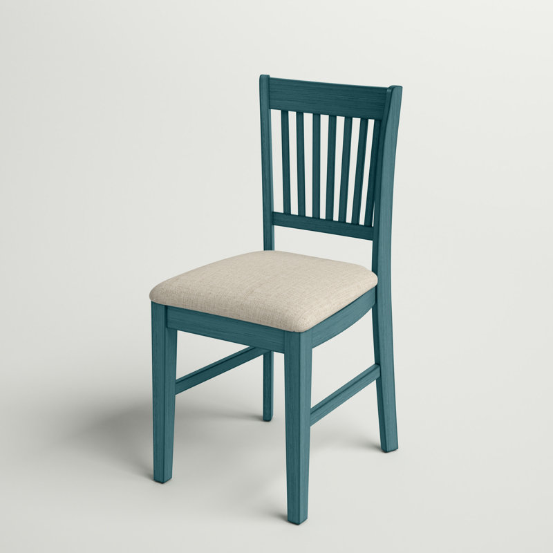 Barna 19'' H Upholstered Acacia Side Chair, Antique Blue