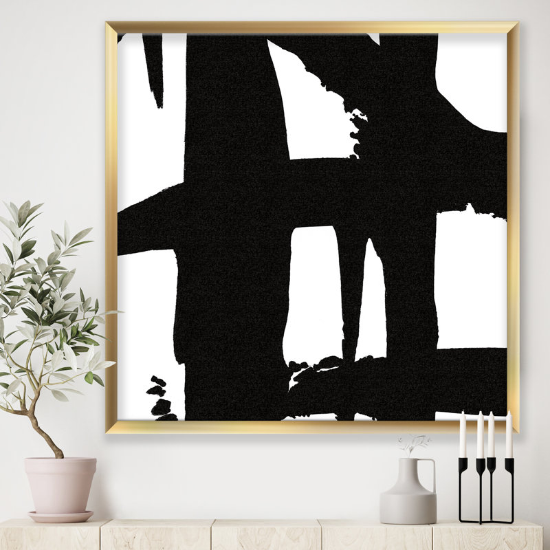 «Black and White Crossing Paths II», reproduction sur toile encadrée, Cadre doré, H 30 po x l 30 po x P 1 po