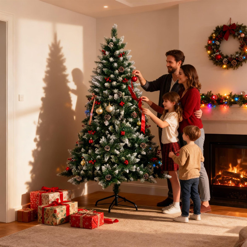 Lighted Artificial Christmas Tree, 7 ft.