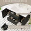 Meuble-lavabo mural 48 po avec lavabo, bois, tiroirs à fermeture en douceur, résine blanc brillant une pièce, assemblage rapide