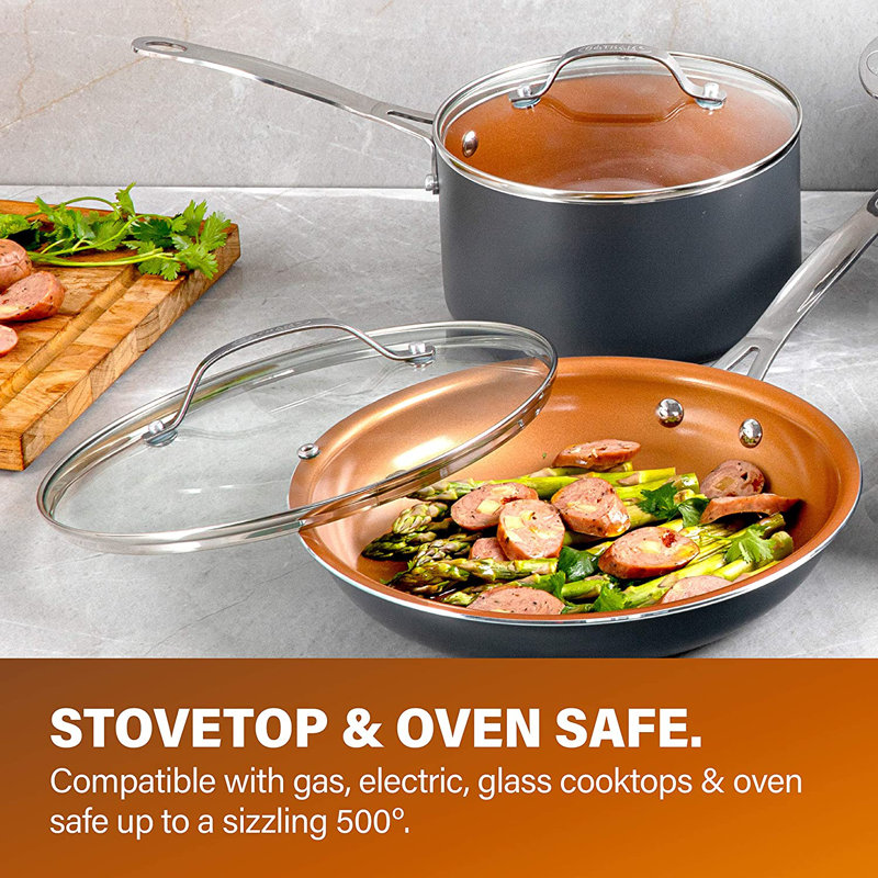 Gotham Steel 5 Piece Nonstick Round Cookware Set with Stay Cool Handles & Dishwasher Safe