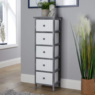 Rilana Fully Assembled 5 Drawer Grey and White Chest Storage Unit