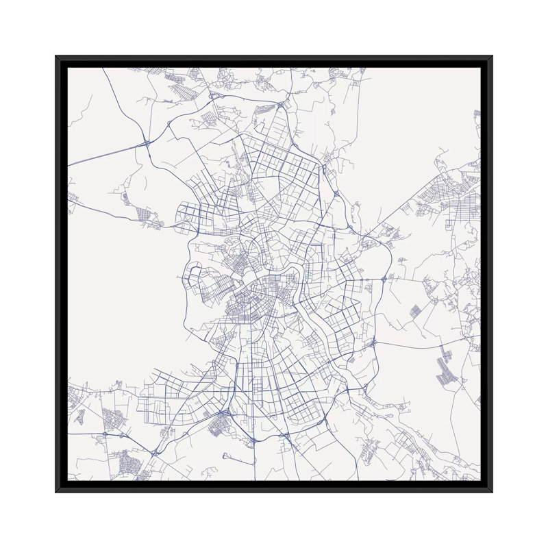 « st. petersbourg routes », impression sur toile tendue, H 18 po x l 18 po x P 1,5 po, Toile avec cadre noir, Pas de tapis