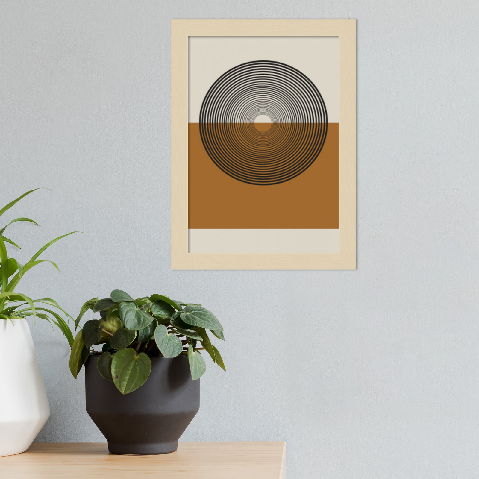 Retro Landscape Print, 13" H x 10" W x 1" D, Brown
