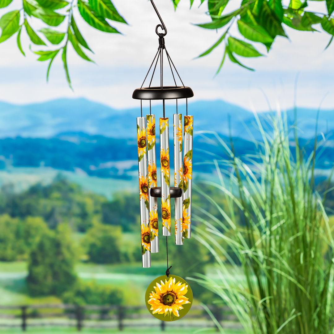 Sahla 27" H Sunflower Printed Hand Tuned Wind Chime Arlmont & Co.