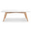 Table basse rectangulaire en marbre blanc de Carrare italien avec pieds en chêne de 43 po x 18 po Rachel