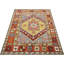 Tapis unique en laine noué à la main des années 1960 de 5 pi 7 po x 8 pi 8 po bleu / rouge / beige