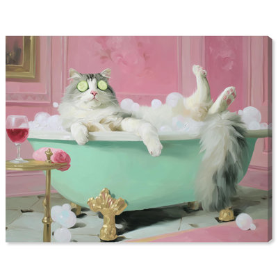 Spa Day for Fluff Canvas Print Cats Art by Art Remedy