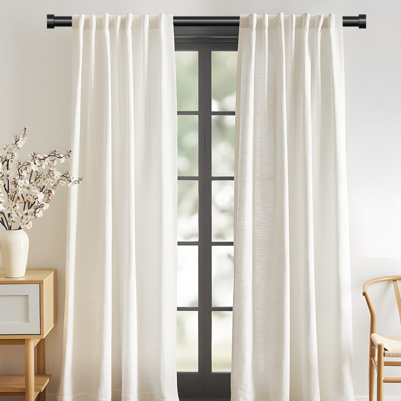 Tringle à rideaux simple classique avec embouts modernes 18-45 po, 18" - 45", Noir