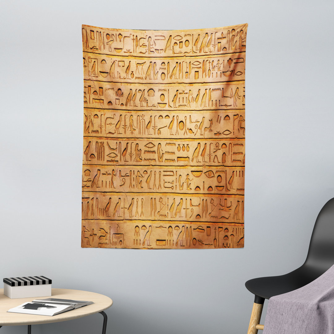 Wandteppich, Hieroglyphs Zusammensetzung, Hieroglyphe, Blasse Orange Bernstein