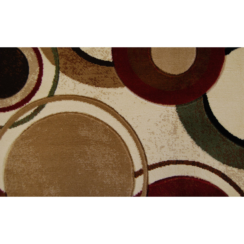 Ensemble de tapis géométriques ivoire / rouge / vert Amalyn