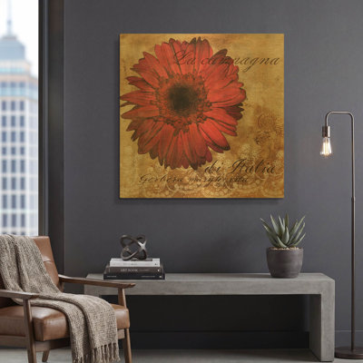 'Gerbera Italia' By Art Licensing Studio Gold Metal Wall Art, 36" x 36"