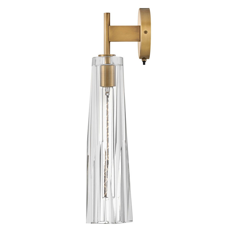Heritage Brass Dimmable Wall Sconce with Clear Crystal Shade