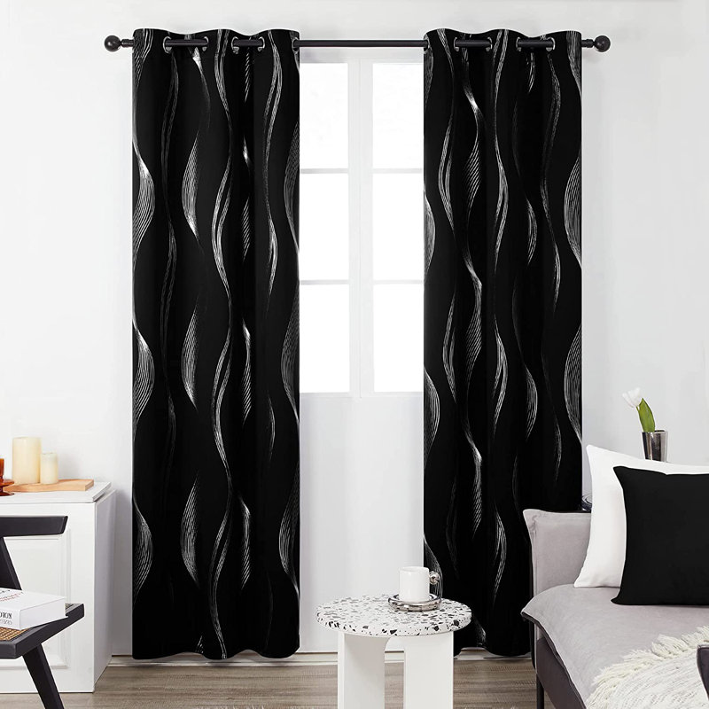 Paire de rideaux occultant et isolants avec œillets Spurgh, L 42 po x L 84 po, Noir