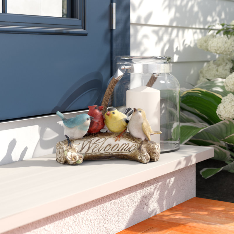 Multicolored Resin Bird Welcome Statue for Garden