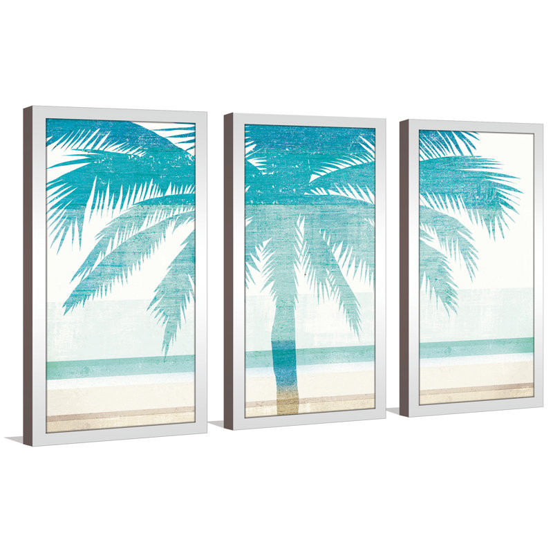 «Beachscape Palms II», reproduction de cadre photo 3 pièces, H 25,5 po x l 40,5 po x P 1 po