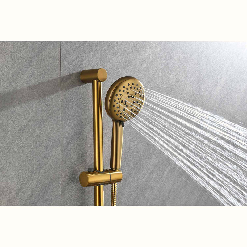 Complete Shower System with Rough in-Valve, Brushed Gold