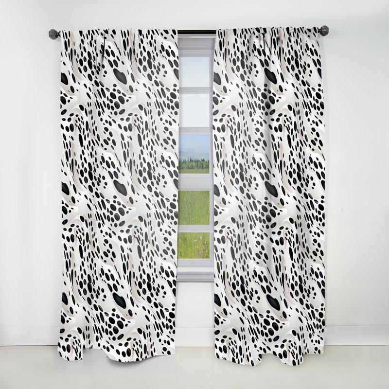 Motif léopard des neiges blanc et noir - Rideau abstrait - Rideau géométrique obscurcissant - 1 panneau, L 52 po x L 108 po
