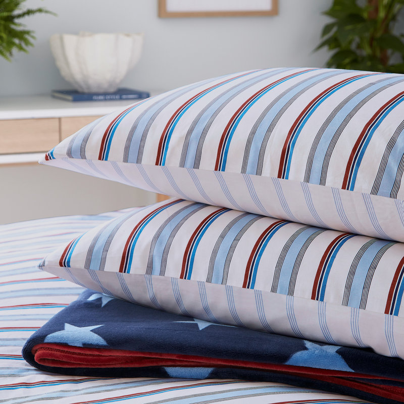 Elwood Stripe Cotton Duvet Cover Set, Single Duvet Cover + 1 Standard Pillowcase