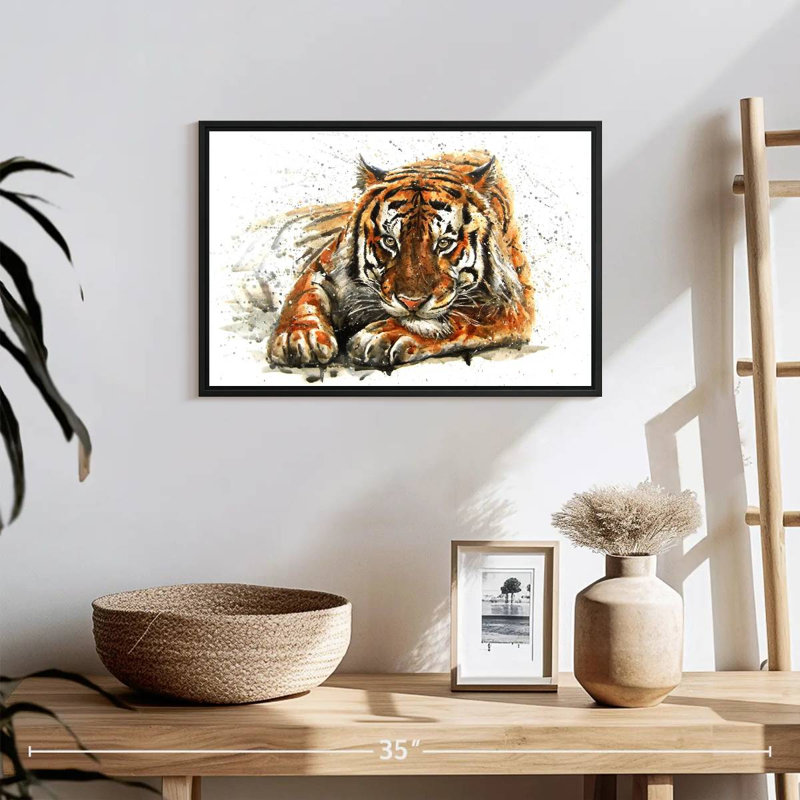 Lounging Bengal Tiger, 13" H x 19" W