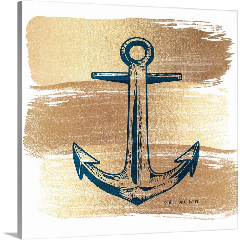 Ancre or brossé-impression sur toile, Toile tendue, H 24 po x l 24 po x P 1,25 po