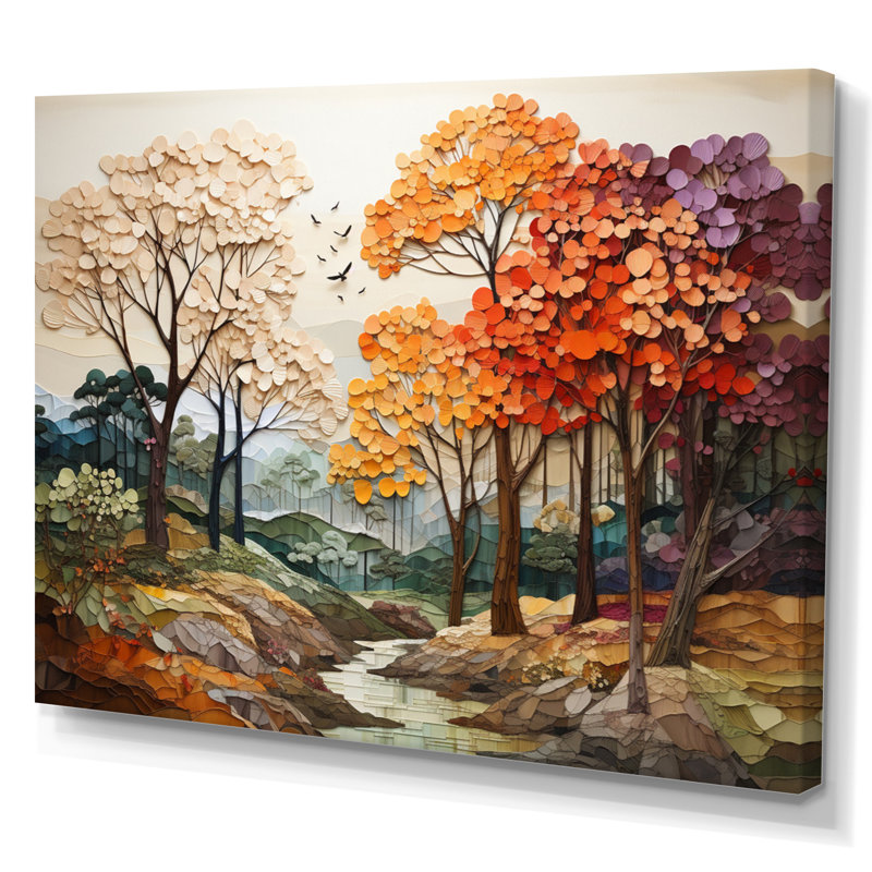 Érable, mosaïque de la saison I - reproduction, H 34 po x l 44 po x P 1,5 po, Toile tendue