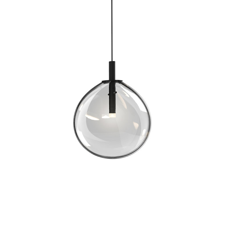 Cantina 1 - Light Satin Black Single Pendant, Clear, 11.25" H x 9" W x 3" D