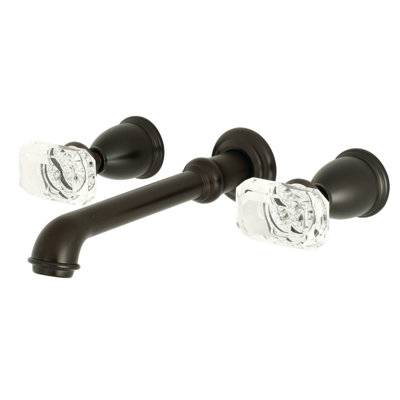 Kingston Brass Krystal Onyx Two-Handle 3-Hole Wall Mount Bathroom Faucet