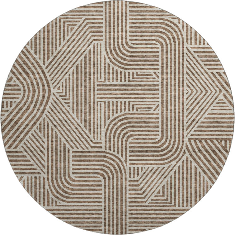 Premium Machine Washable Prisco Brown Rug