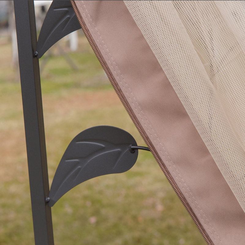 Moustiquaire 10X10FT en métal, moustiquaire pour jardin avec double toit et motifs d'arbre (brun)