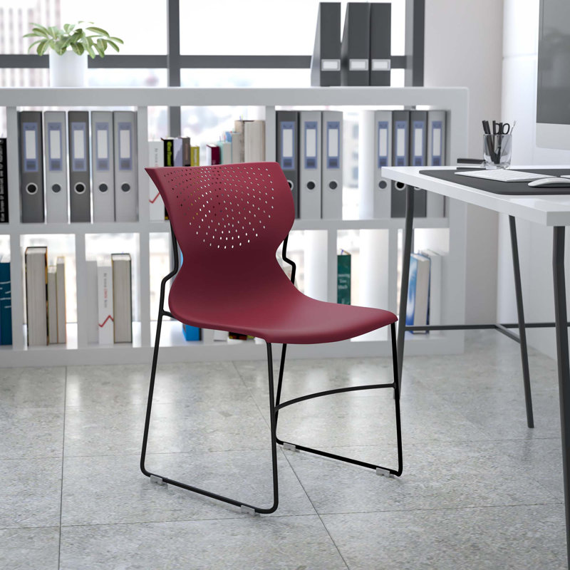 Navy Blue Metal Full Back Stacking Chair