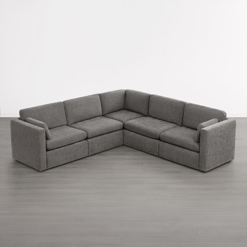 Canapé modulaire rembourré 5 pièces Winfree, Gris fossile