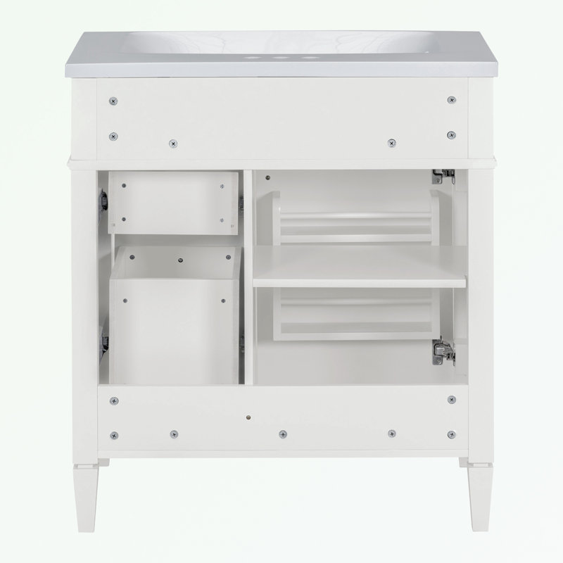 Rangement pour salle de bain Pollark, Blanc, Argent