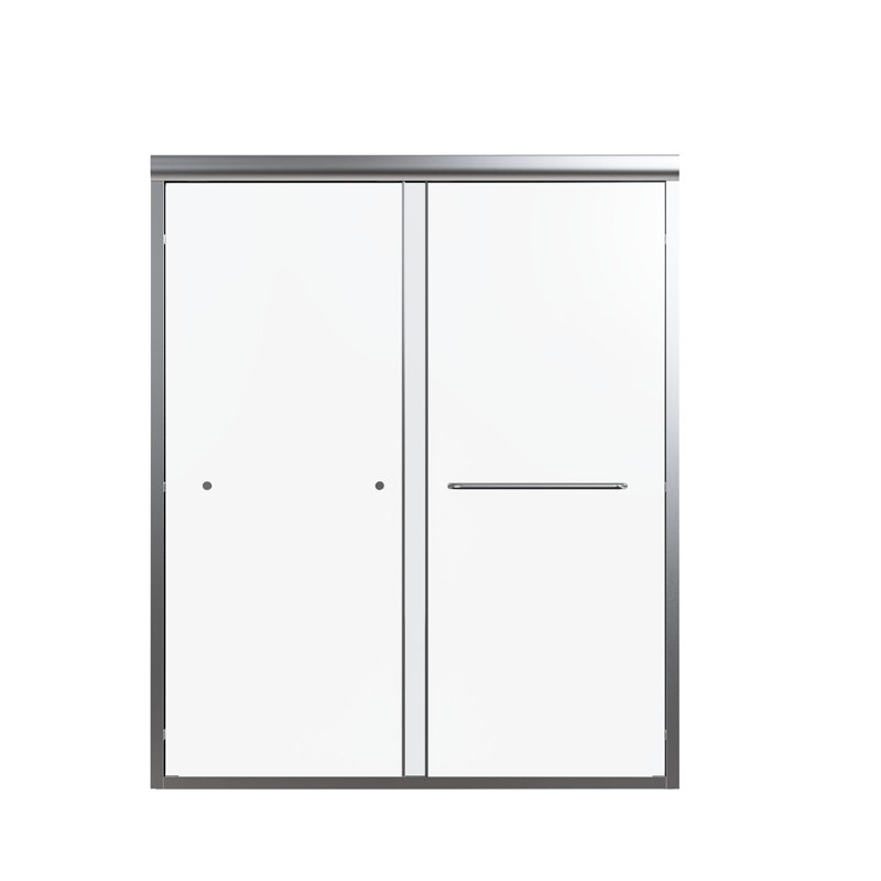 56"-60" Double Sliding Door, Tempered Glass, , Long-Term Use 72" H Bypass W, Impeccable Finish, Brushed Nickel