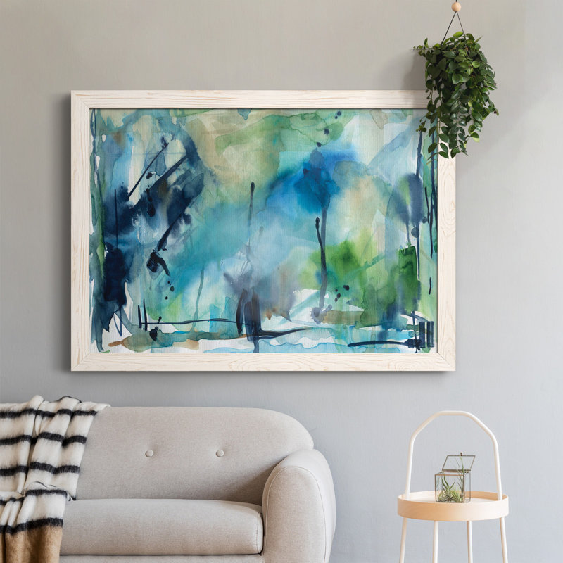 Pluie dans la campagne - peinture encadrée, H 31 po x l 44 po x P 0,75 po, Blanc, Pas de tapis
