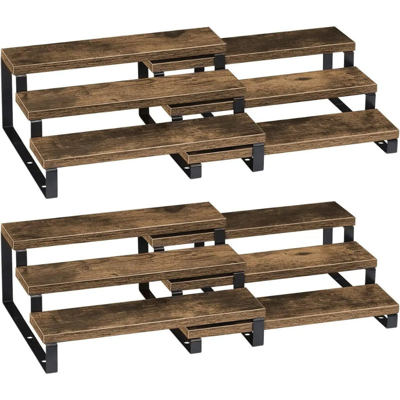 Étagère à épices extensible en bois à 3 niveaux pour armoires de comptoir