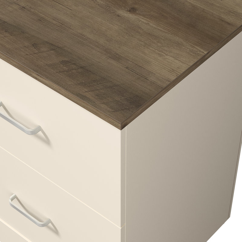 Allyannah 3 Piece Modern Coordinated Bedroom Set, Queen, Knotty Oak/Ivory