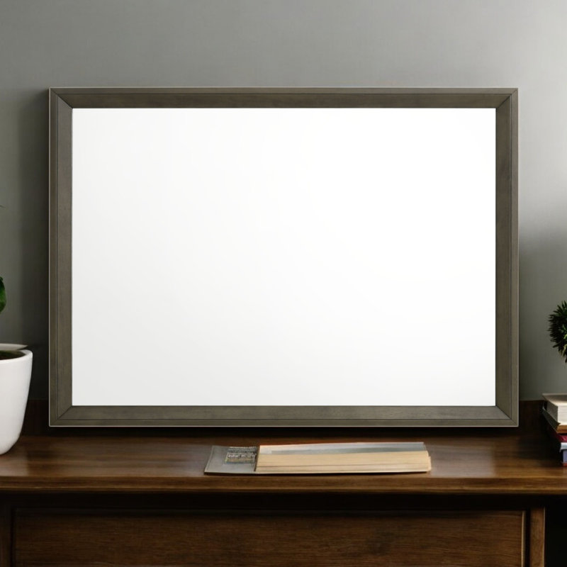Rex Wood Rectangle Mirror in Gray