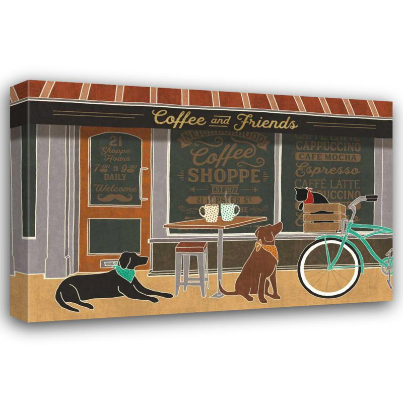 «Red and Barrel Studio® Charron, galerie Véronique, art sur toile tendue: Coffee and Friends I, H 13 po x l 18 po