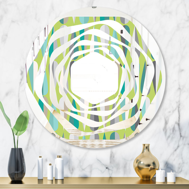 Miroir mural abstrait sans cadre abstrait et moderne VI Whirl, 31,5 po x 31,5 po