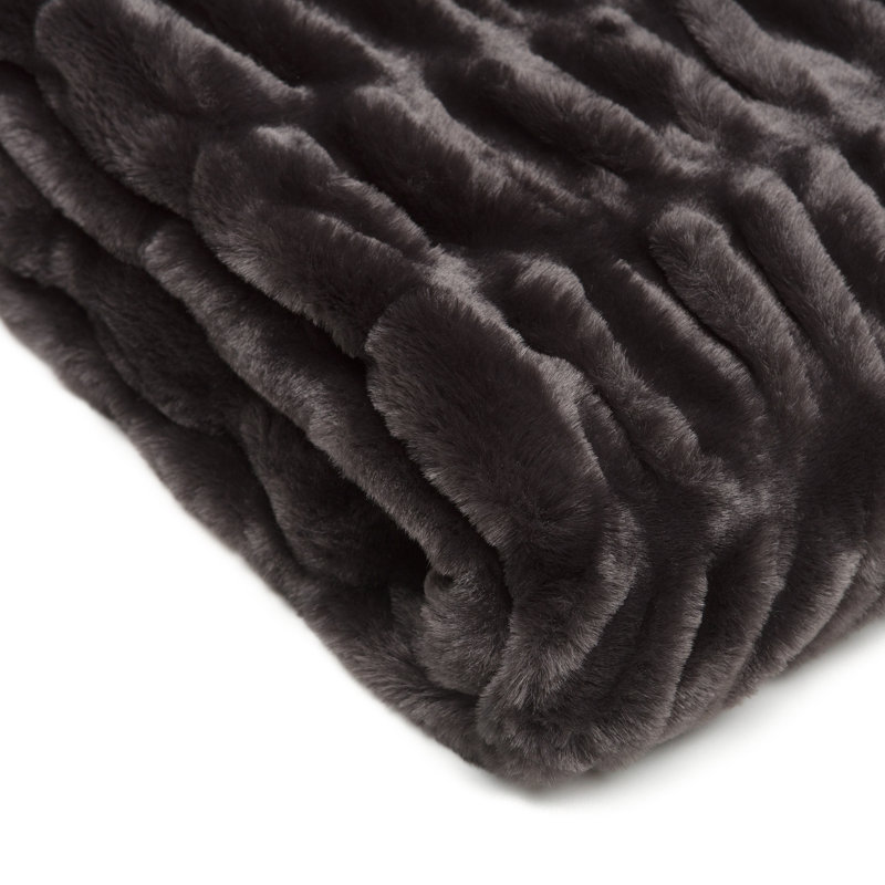 Luxurious Black Faux Fur Reversible Throw Blanket 50" x 65"