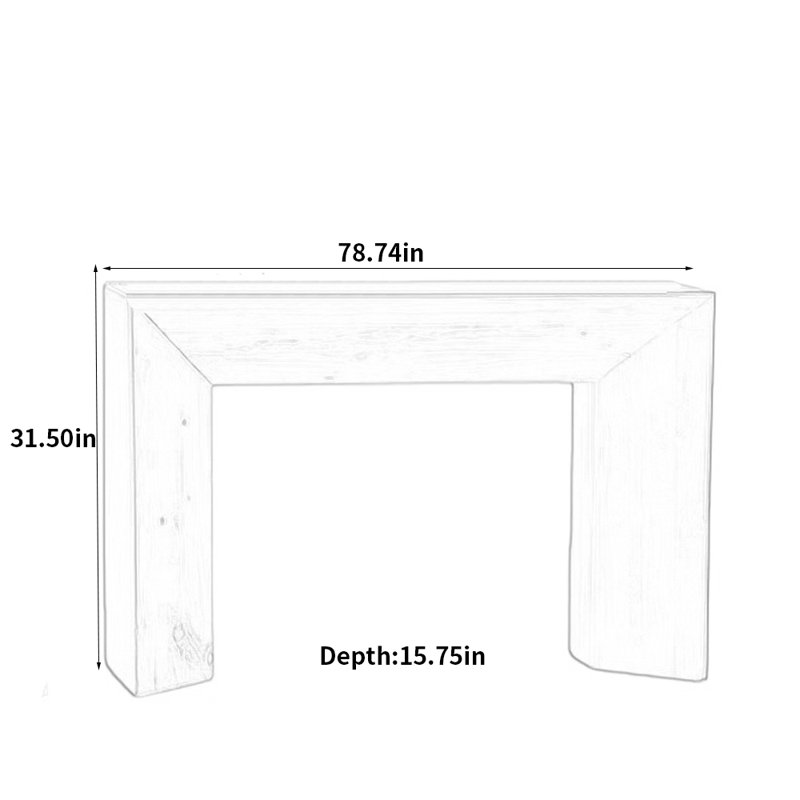 Table d'entrée en bois massif de style Wabi-sabi, H 31,5 po x l 78,74 po x P 15,75 po