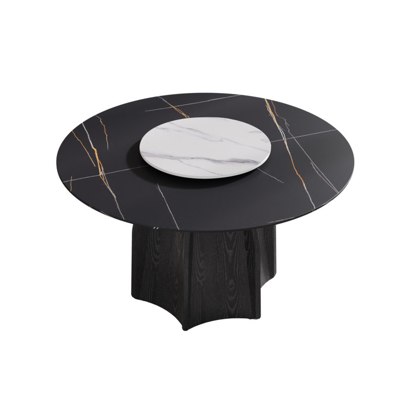 Table de salle à manger 53 po, H 29,53 po x L 53,15 po x l 53,15 po, Noir / blanc