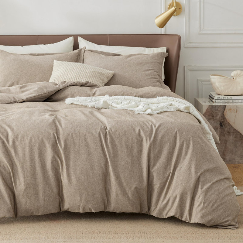 Bedsure Duvet Cover - Super Soft Cationic Dyed Duvet Cover, Twin Duvet Cover + 1 Standard Pillowshame, Heathered Ivory White