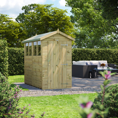Powersheds 8 x 4ft Premium Pressure Treated Timber Apex Garden Shed