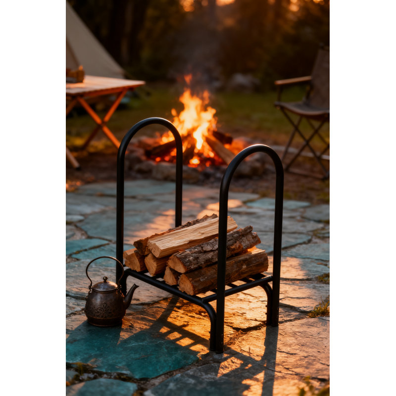 Support robuste en bois de chauffage d'extérieur avec fabrication en acier résistant aux intempéries, capacité de 1000 lb pour le rangement et l'assaisonnement du bois de chauffage