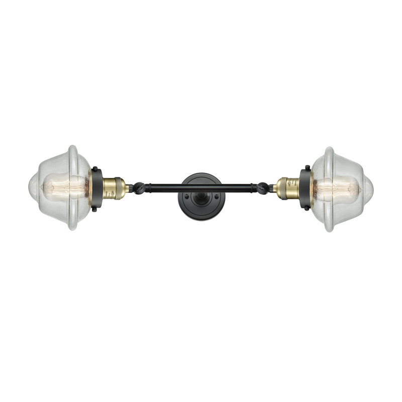 Éclairage pour meuble-lavabo 2 lumières rétro Lavalle, DEL, Laiton antique noir, Grainé