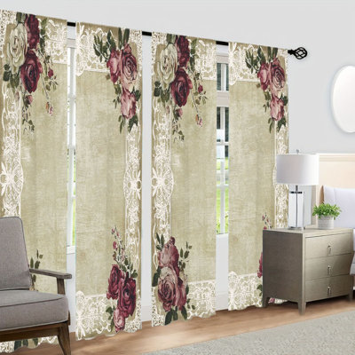 4 pièces rideaux rose blanc blanc verdâtre, style français dentelle salon de chambre à coucher rideaux de traitement de fenêtre pour la décoration intérieure